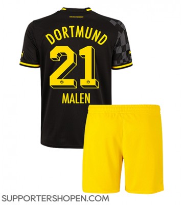Borussia Dortmund Donyell Malen #21 Bortatröja Barn 2022-23 Kortärmad (+ korta byxor)